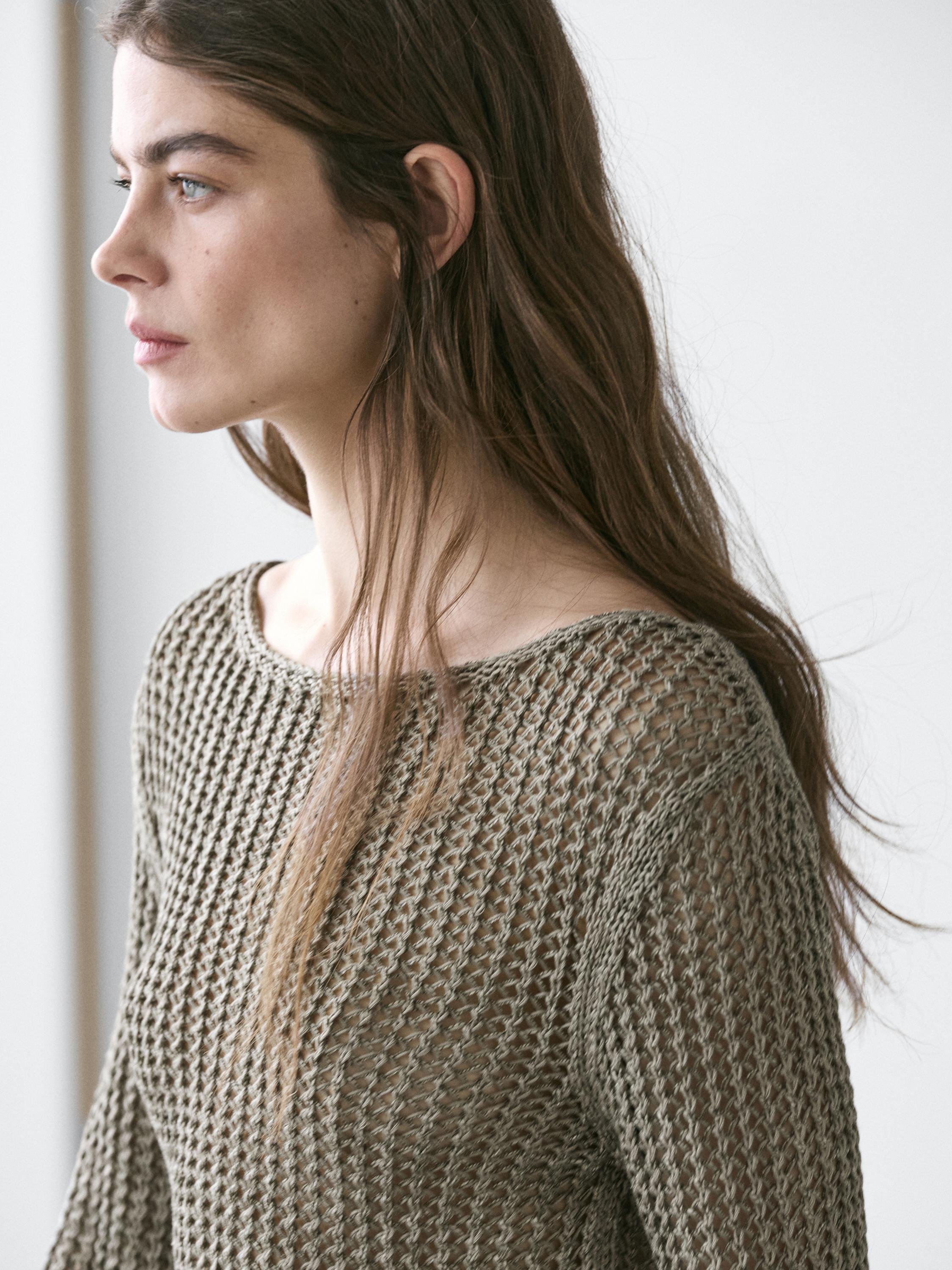 Pull en maille ajourée de coton mélangé